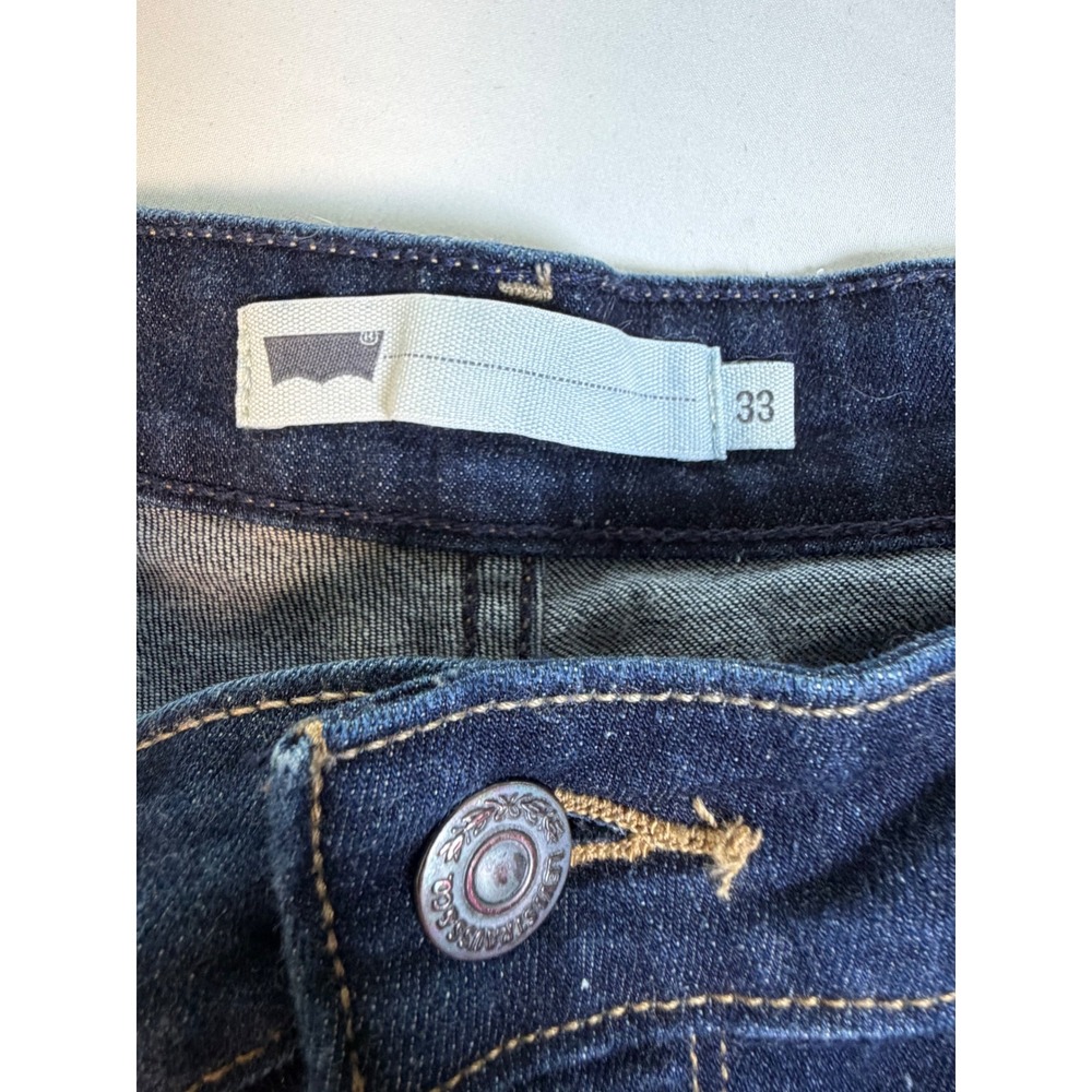 Levis Womens Dark Wash Cuffed Denim Shorts Indigo Stretch Size 33 size 16 - Picture 8 of 9